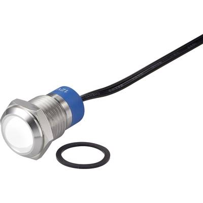 Metal switch with a blue base and cable, alongside a black rubber ring. Suitable for electronic control panels.