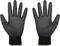 Black work gloves made of elastic material, with a tight-fitting cuff, shown side by side symmetrically.