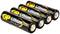 Four black lithium batteries with a yellow 'GP' logo and inscription 'Lithium - Breaks The Limits'. The batteries are arranged in a row.