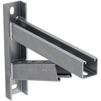Gray metal wall-mounted bracket with two angled support arms and slotted mounting holes, shown on a white background.