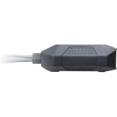 A black adapter plug with cables on the left side against a white background.