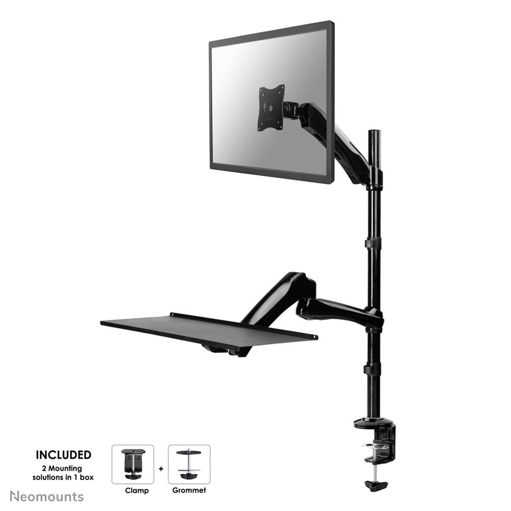 Neomounts Monitor desk mount FPMA-D500KEYB 1 Display(s) 25,4 cm (10") - 68,6 cm (27") Black Height-adjustable, Keyboard -7