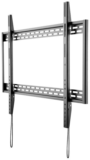 Wall mount for flat-screen televisions in black metal, suitable for various screen sizes, designed for wall installation.