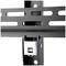 A black metal TV wall mount with horizontal and vertical rails designed for wall mounting.