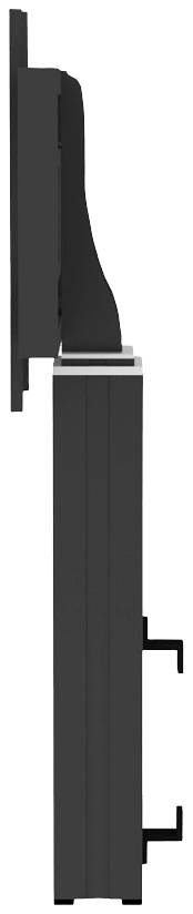 Side view of a flat, mounted screen on a wall mount. The screen is tiltable upwards.