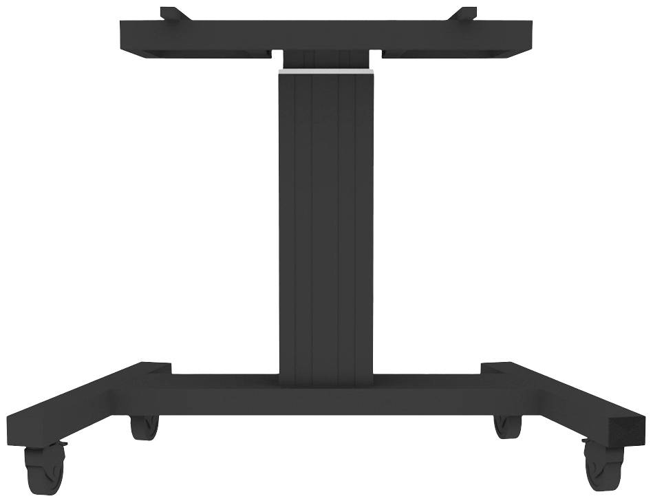 Black, sturdy table with four wheels. Perfect for mobile use in offices or conference rooms.