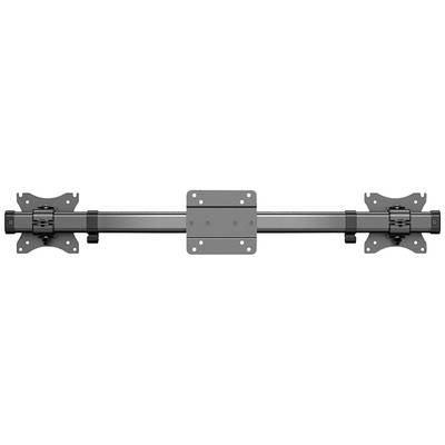 Metallic mounting bracket with two adjustable arms and multiple screw holes for securing.