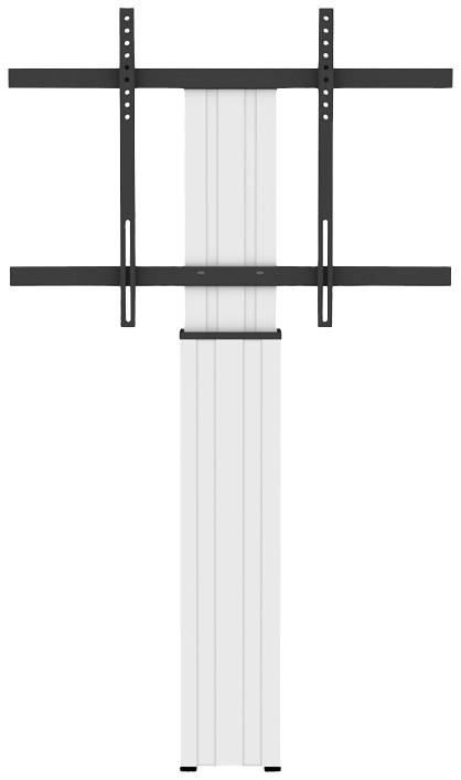 A black TV wall mount with a white mounting arm, suitable for mounting a flat-screen television on the wall.