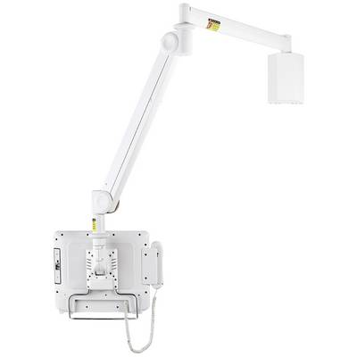 Suspended medical X-ray apparatus with a mobile arm, suitable for use in hospitals and clinics.