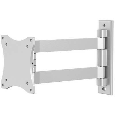 Wall mount for monitor or TV, silver, robust design, two arm segments, movable for flexible positioning.