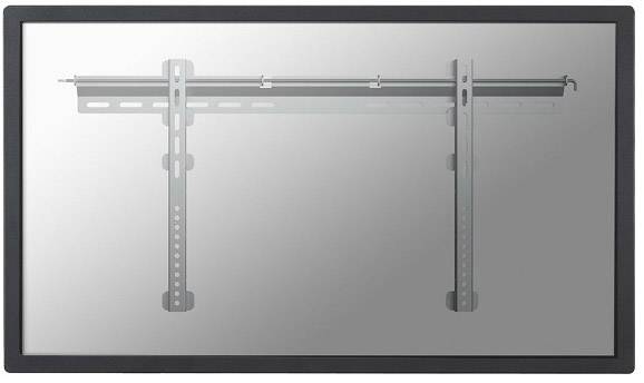 Flat TV mounted on wall bracket, rear view. Shows the bracket with horizontal crossbar and vertical supports.