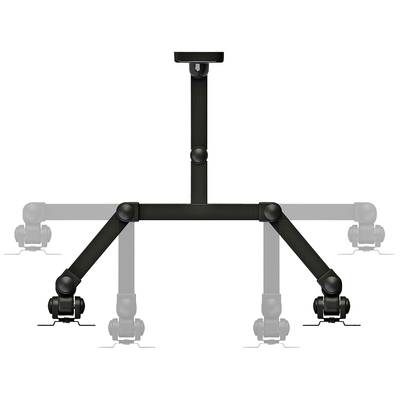 Office chair base with five castors and adjustable foot cross, suitable for ergonomic seating solutions, black, stylised representation.