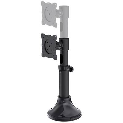 Monitor mount with adjustable arm, suitable for two screens, demonstrates flexible height and tilt adjustments.