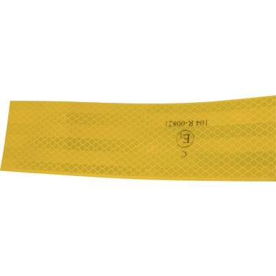 Yellow reflective tape with a grid-like pattern and the inscription '104 R-00821 E3'.