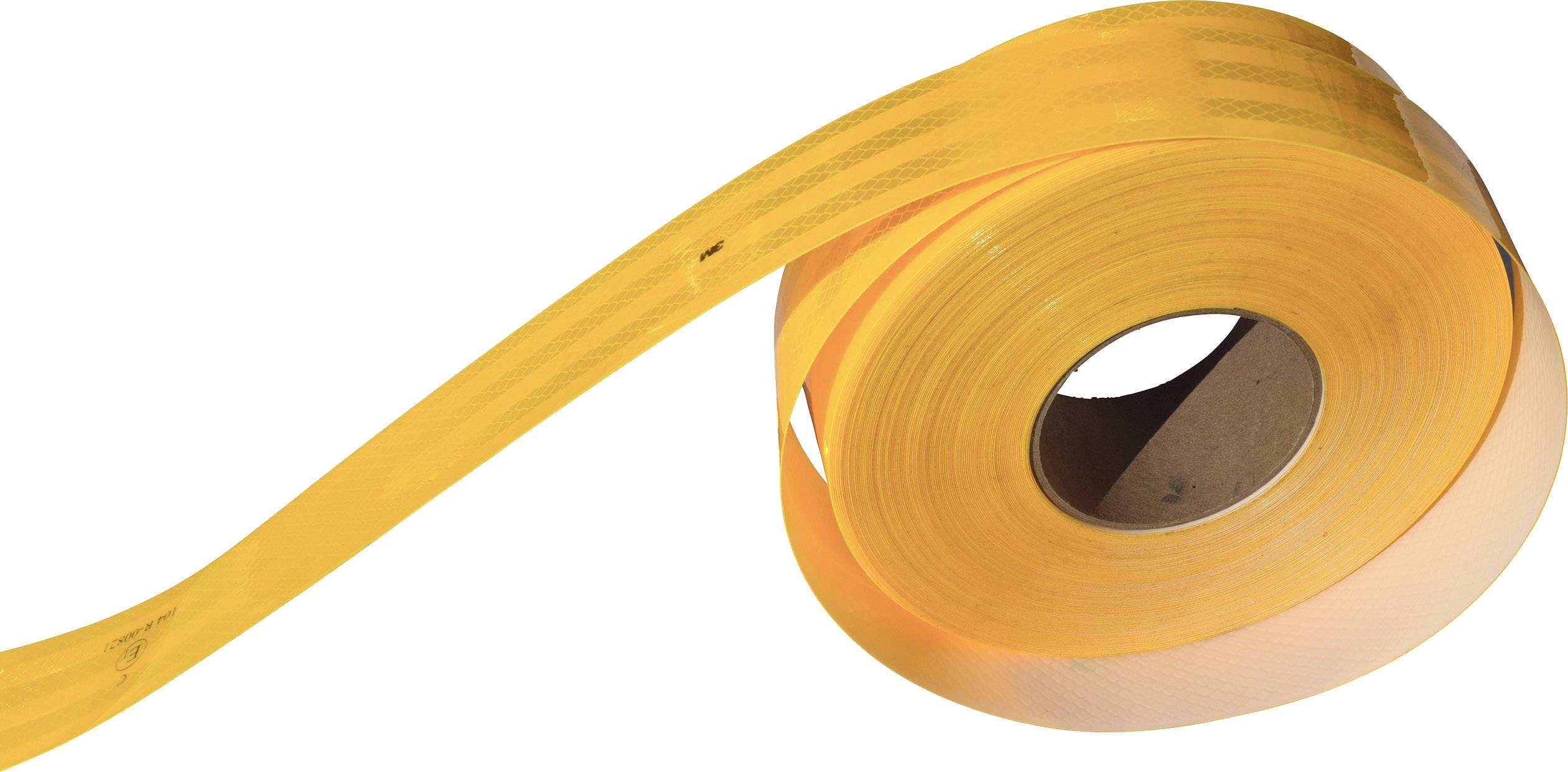 A roll of yellow warning tape, partially unrolled.