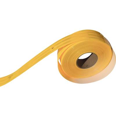 A roll of yellow warning tape, partially unrolled.