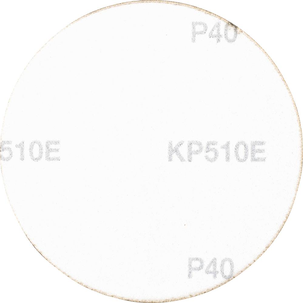 Circular sandpaper with the markings 'P40' and 'KP510E'.