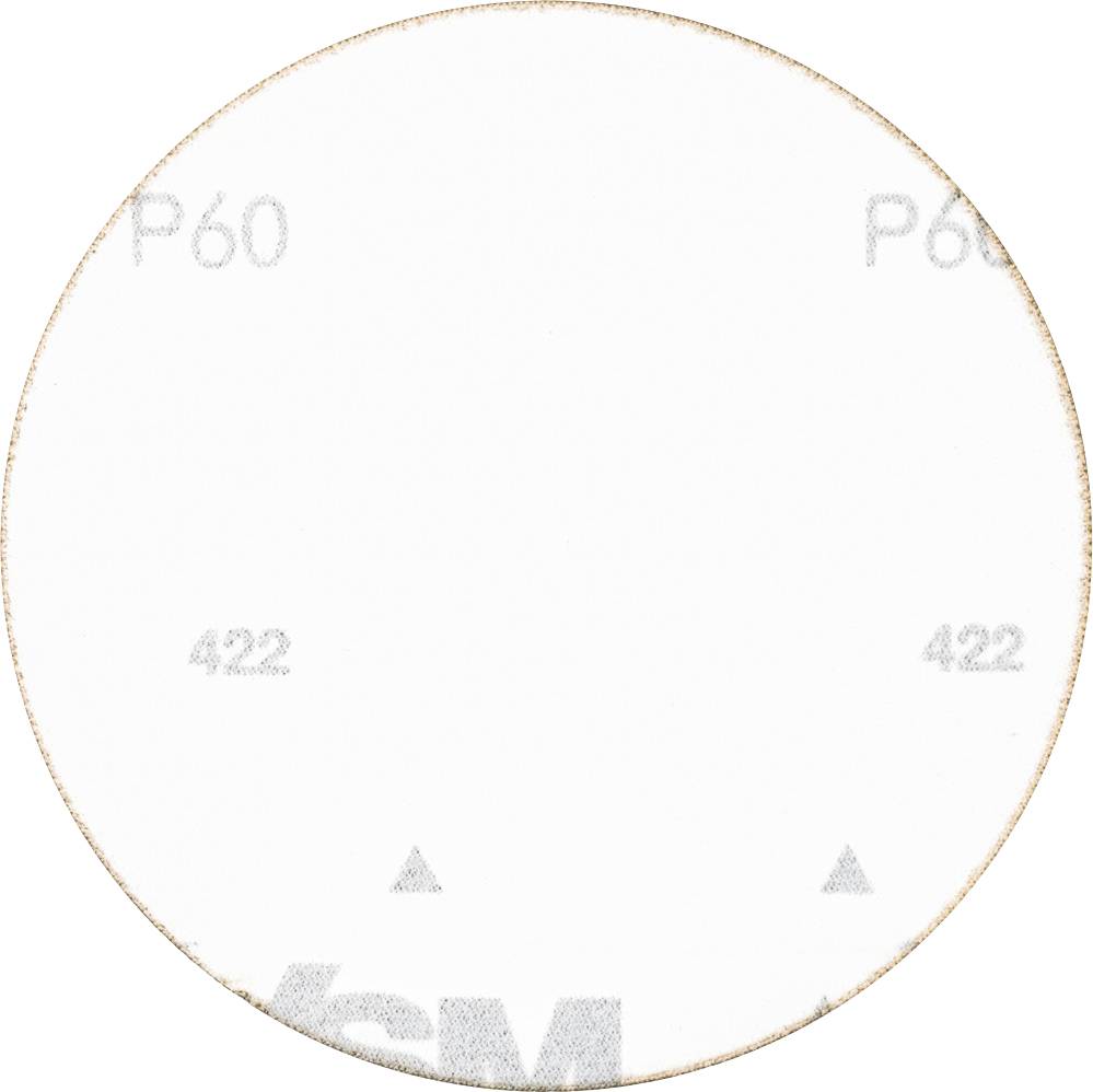 Sandpaper in circular form, marked with 'P60' and '422'. Beige and coarsely textured, suitable for more aggressive sanding work.