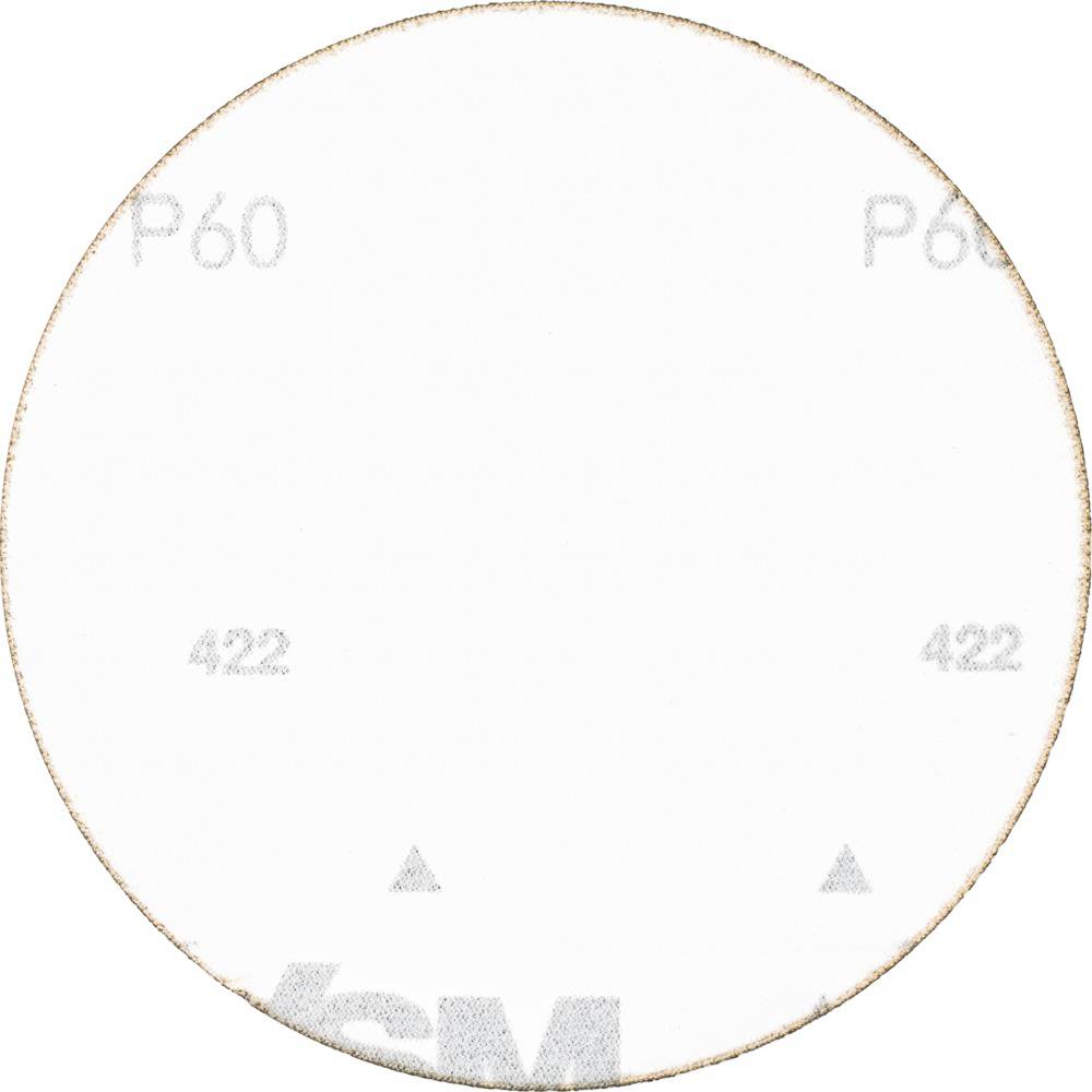 Round, white grinding disc printed with grit 'P60' and number '422'. It shows slight signs of wear around the edge.