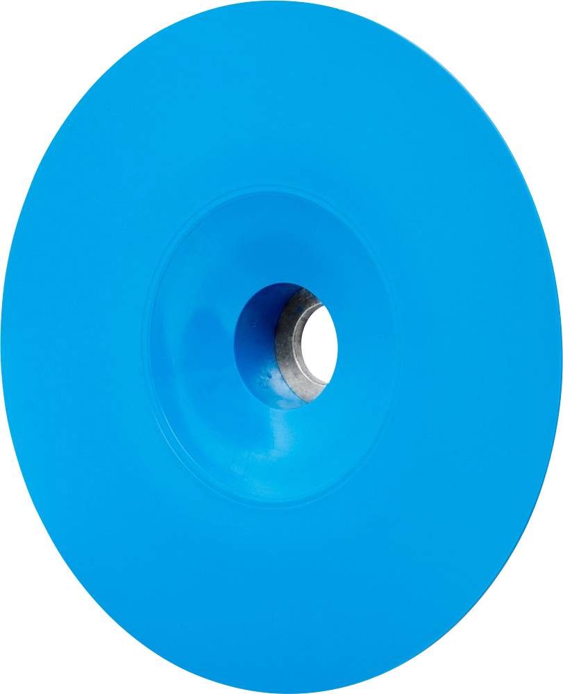A blue protective cover on a metal cylinder.