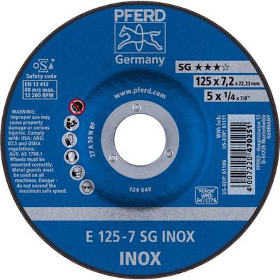 PFERD 62212623 Sg Inox Grinding disc (off-set) Diameter 125 mm Bore diameter 22.23 mm  10 pc(s)