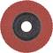 Grinding disc with red lamellas and a black centre, arranged in a circular configuration. Used for grinding and polishing.
