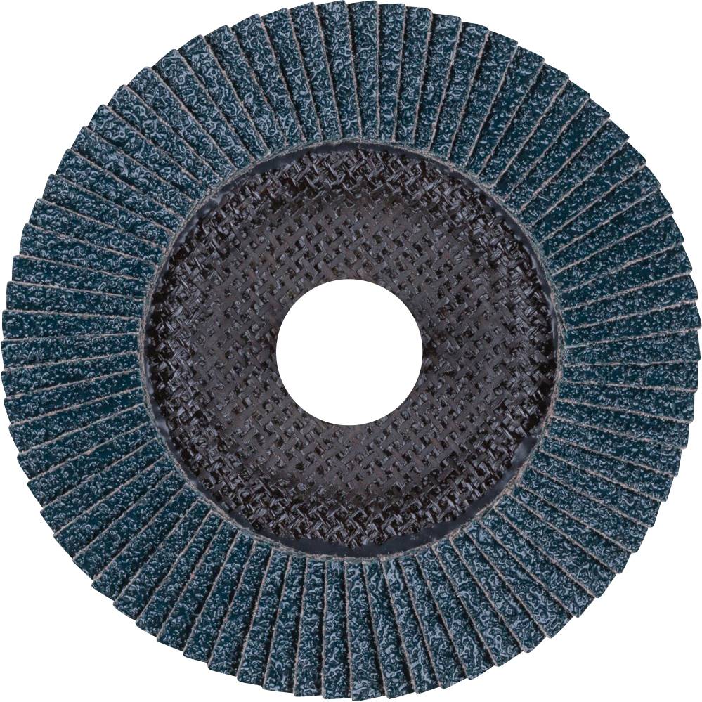 'Image of a grinding disc with radially arranged grinding blades. The disc is circular with a central hole in the middle.'