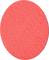 An oval, red circle with a textured surface, possibly a fabric pattern or a decorative element.