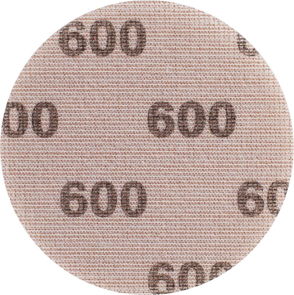 Round piece of sandpaper printed with grit '600', evenly distributed across the entire surface.