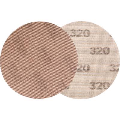 Two circles with sandpaper texture. The right circle shows the grit number '320' printed multiple times.