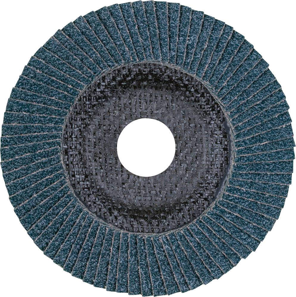 A flap disc suitable for grinding and polishing metal surfaces.