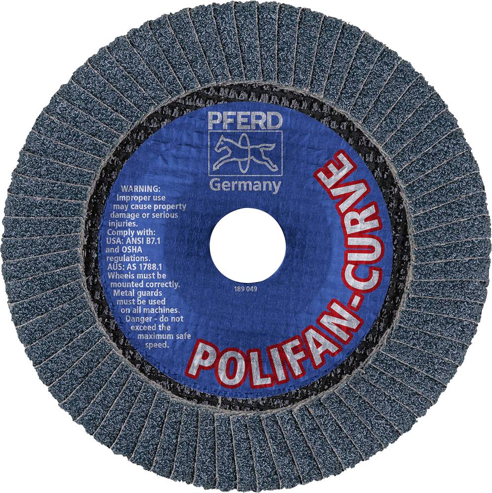 Grinding Wheel 'Horse Polifan-Curve' with Warning Instructions for Correct Mounting and Use in Accordance with ANSI and OSHA Regulations