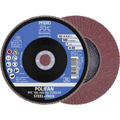 PFERD 67708185 A Psf Steelox Flap disc Diameter 180 mm Bore diameter 22.23 mm  10 pc(s)