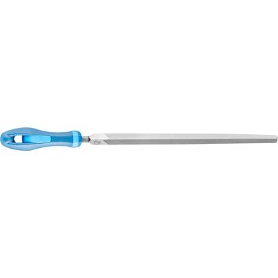 Tool file with a blue handle on a white background.