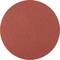 A circular sandpaper with a grainy red surface, suitable for wood and metal processing.