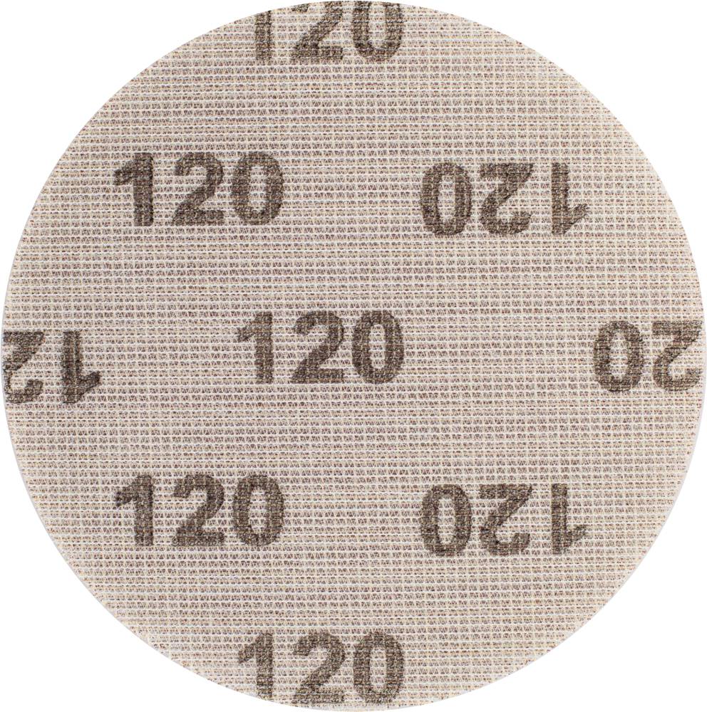 Circular sandpaper marked with '120', applied multiple times across the entire surface, indicating the grit level.