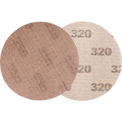 Two grinding wheels with fine grit. Left: reddish-brown with grooves. Right: light brown with the number '320' printed on it.