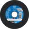 Black grinding disc with blue label from Pferd. Text: 'SG STEELOX', 'STEEL+INOX', '115x1.0x22.23mm'.