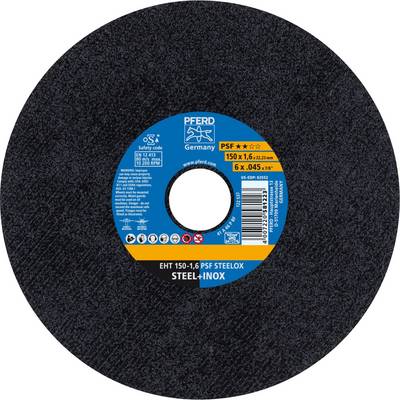 PFERD grinding disc, model PSF STEELOX, 150 mm diameter, 1.6 mm thick, suitable for steel and stainless steel.