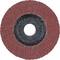 'Grinding disc with red grit, circular with central aperture, for metalworking applications.'