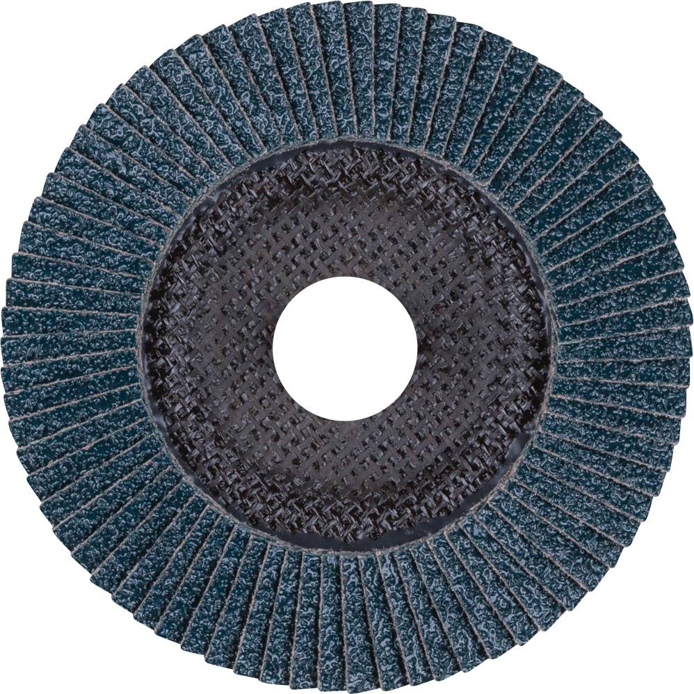 'Grinding disc with fan-shaped arranged lamellae, suitable for machining metal surfaces.'