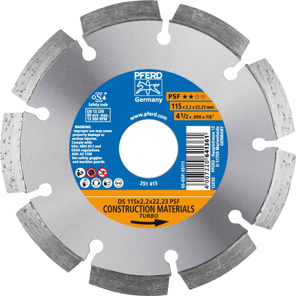 PFERD TOOLS 68011221 Ds Psf Diamond cutting disc Diameter 115 mm Bore diameter 22.23 mm 1 pc(s)-0