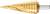 Multi-stage drill bit made of gold-coloured metal, suitable for drilling various hole sizes in a material.