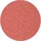 Round red sheet of sandpaper. Surface structure shows sand grains.