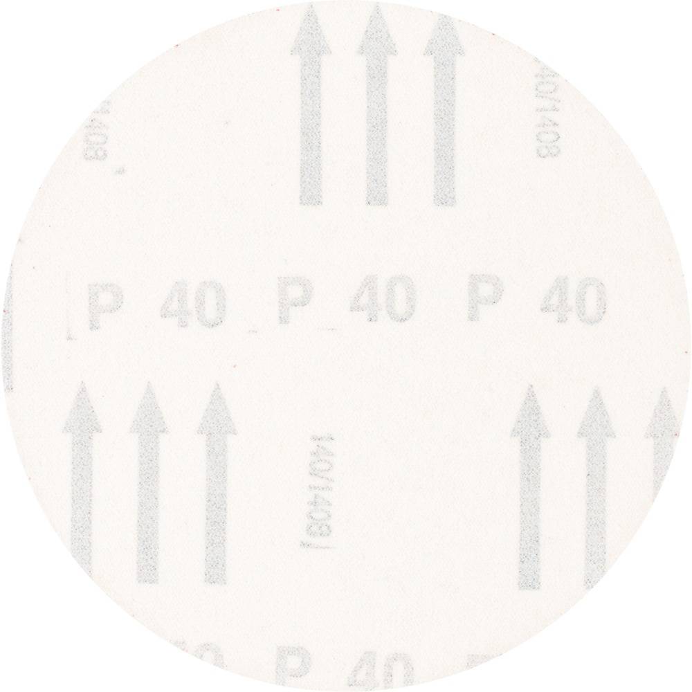 Round grinding disc with grit size 40, grey arrows pointing upwards; used for surface treatment.