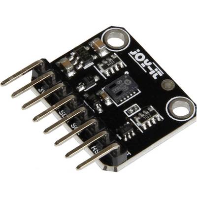 A sensor module with multiple pins for electronic connections. Small electronic components are mounted on a black circuit board.