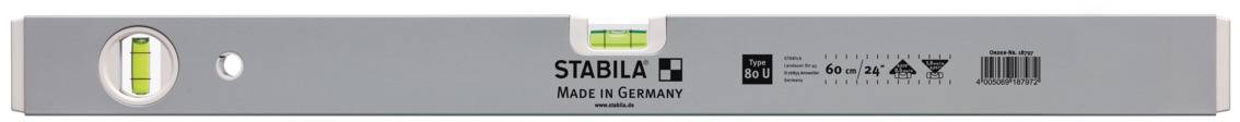 'Stabila Spirit Level, Made in Germany', horizontal and vertical vials for levelling.