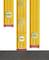 Three yellow spirit levels are placed upright side by side. The bubble indicators show that all three are precisely horizontally aligned.