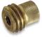 Brass-coloured adaptor piece with ridged upper surface and large thread. Used for connecting hoses or pipes.