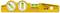Spirit level made of yellow plastic with two vials for checking horizontal and vertical alignment.